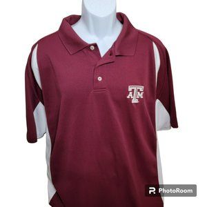 Starter Polo Shirt, Mens XL, Maroon & White Performance Wear, TX A&M, EUC